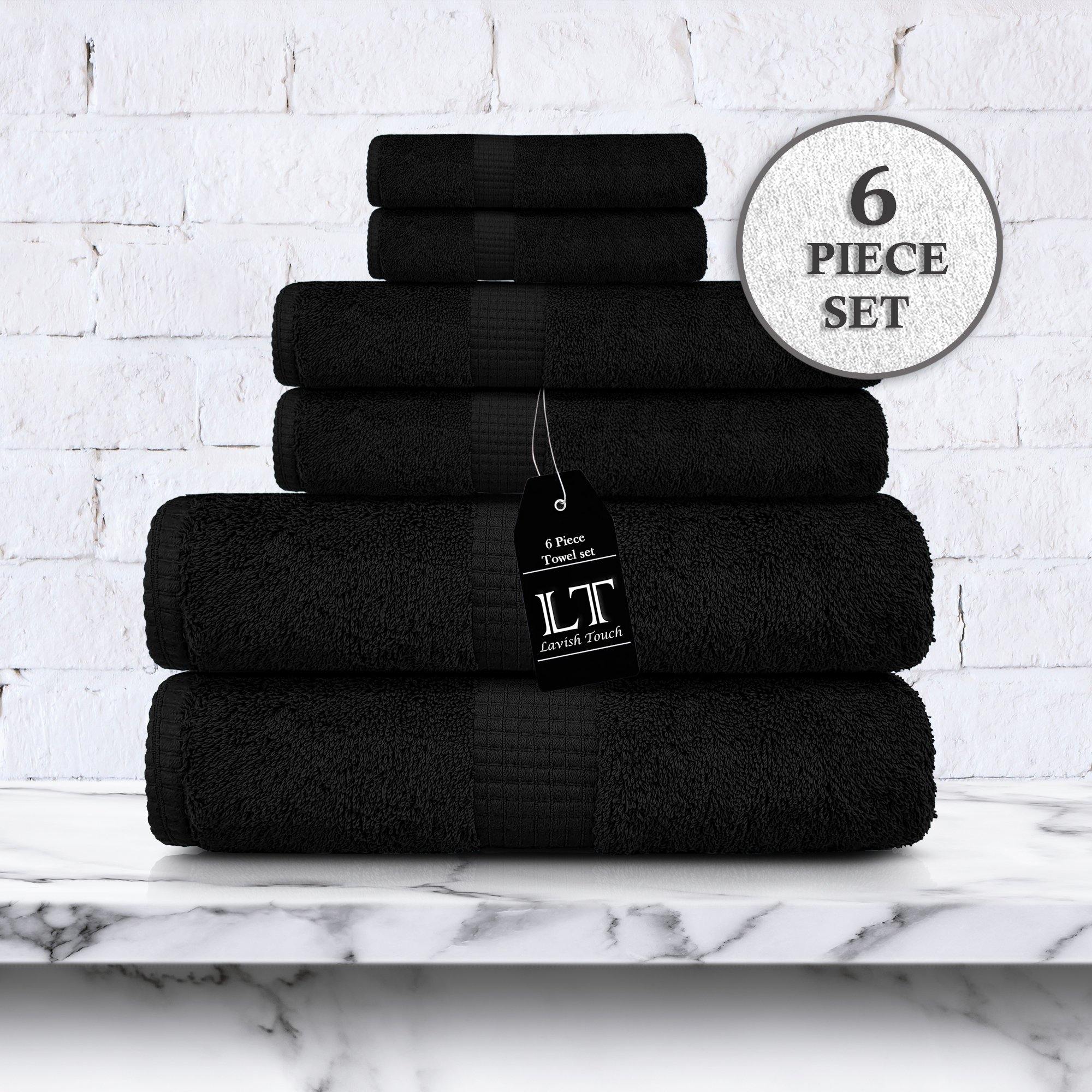 Lavish Touch 100% Cotton 600 GSM Melrose 6 Pc Set 2 Bath 2 Hand 2 Face Towels - Zenvias