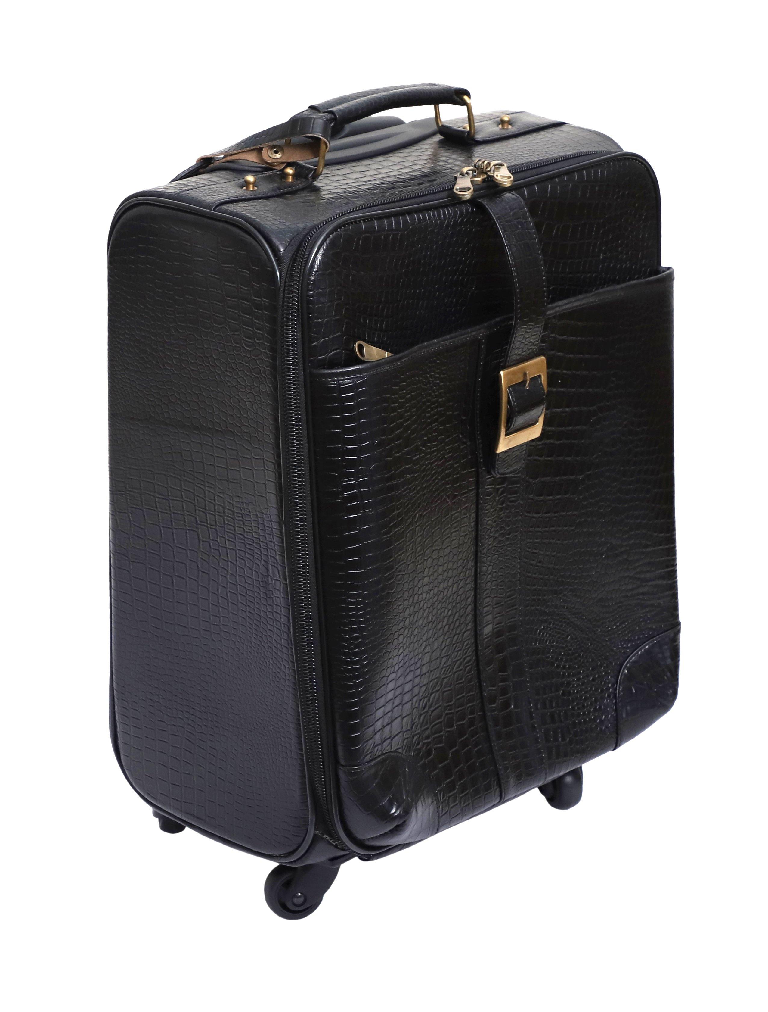 Lavish Touch Oslo Trolley Bag
 Leather - Black
 ( With Texture ) - Zenvias